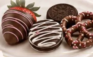 Chocolate-covered strawberries, Oreos and pretzels